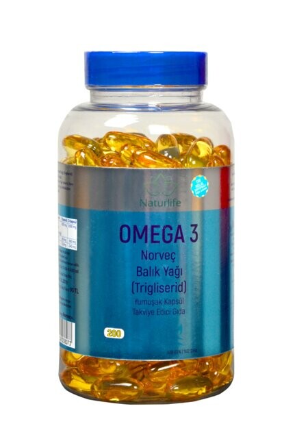 NATURLİFE - Naturlife Omega-3 Norveç Trigliserid Formunda 1380 Mg 200 Adet Softjel Kapsül